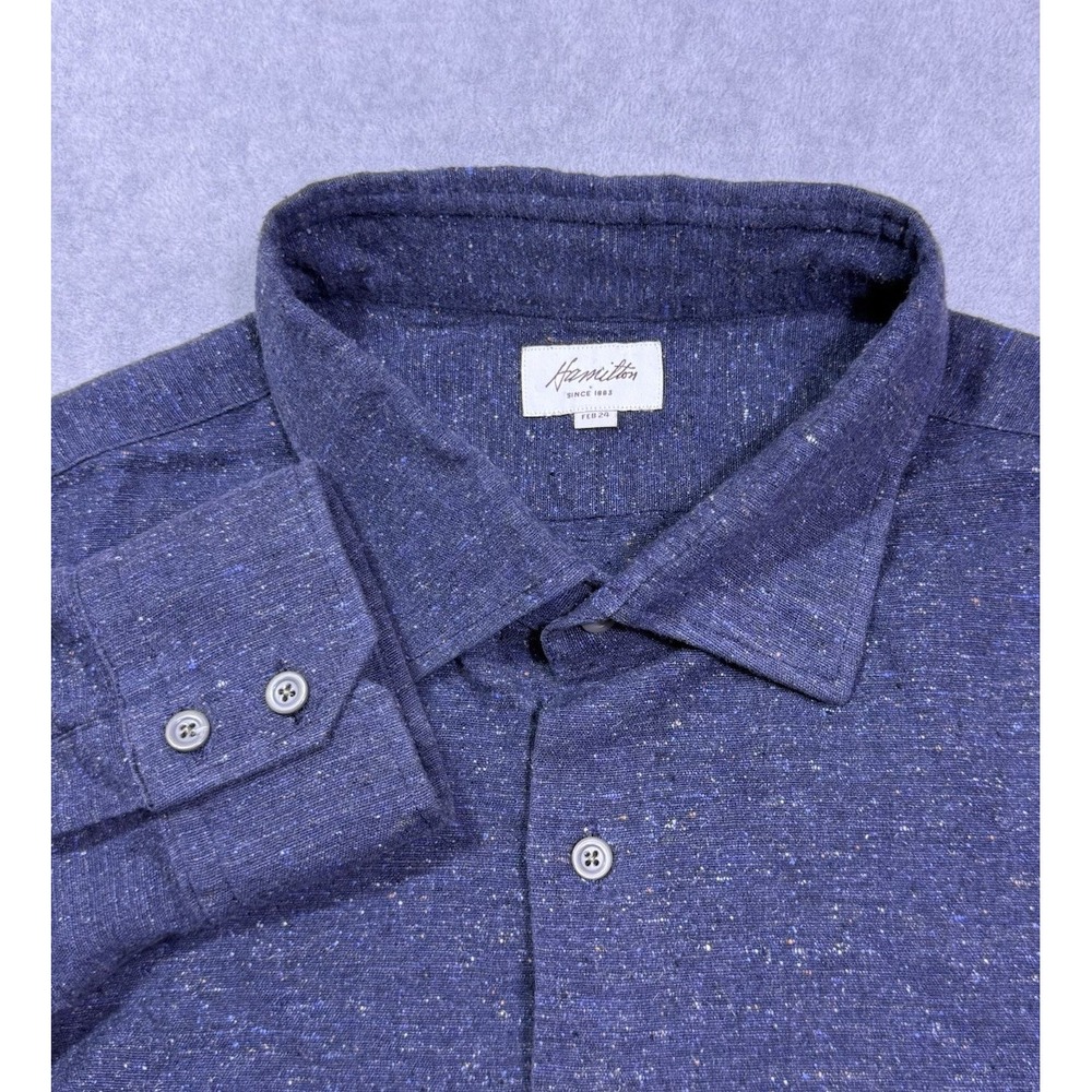 Hamilton Shirt Mens L Donegal Flecked Neppy Normcore Modern Blue Organic